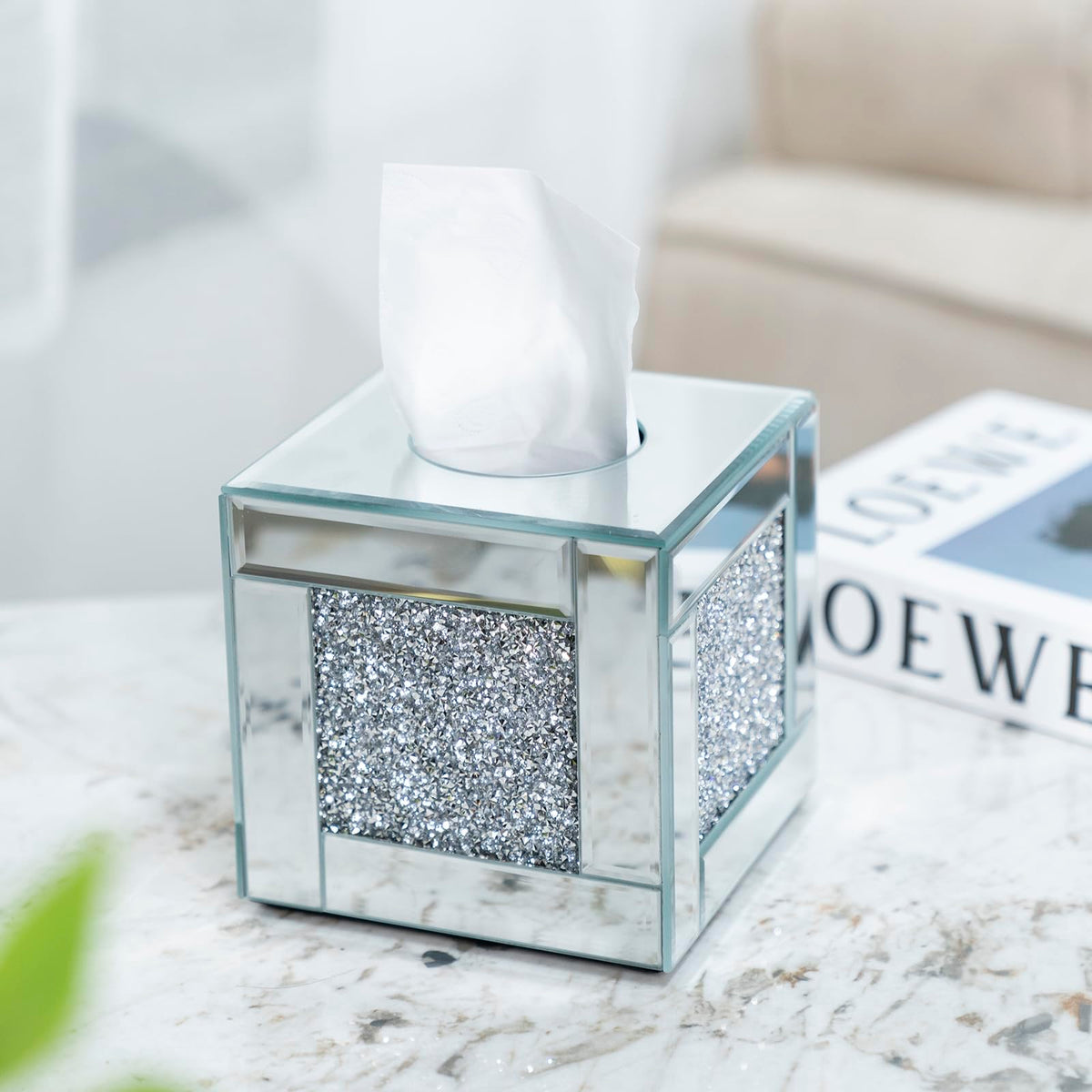 YACSNBF tissue box cover side view highlighting seamless mirror