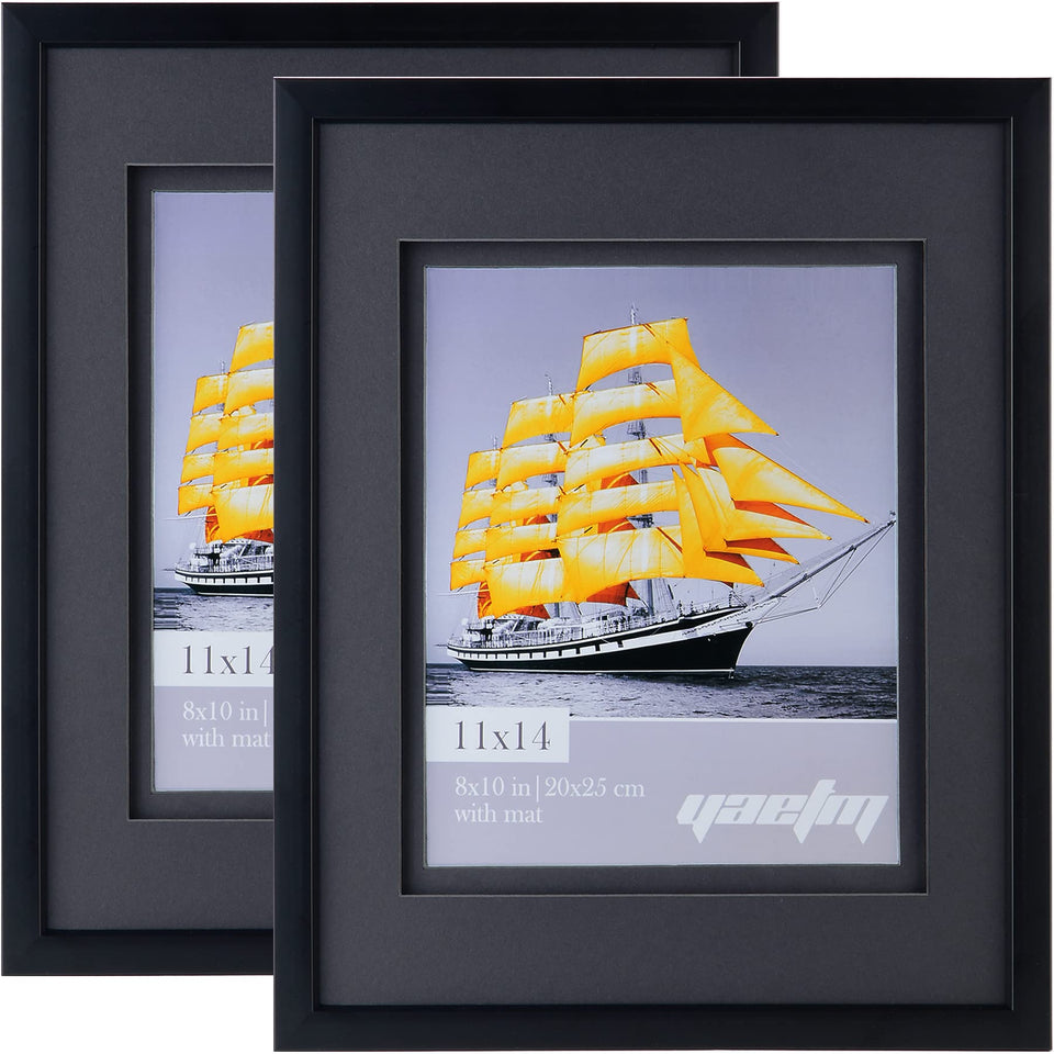 Yaetm 11x14 frame with double floating mat adds depth to photos.