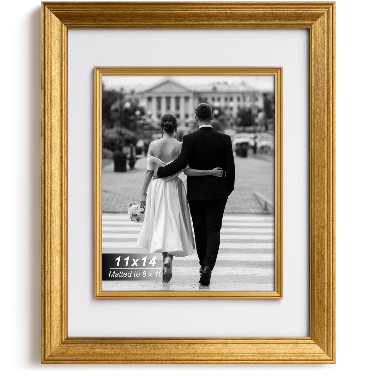 Yaetm 11x14 gold frame with decorative inner frame highlights photos on wall