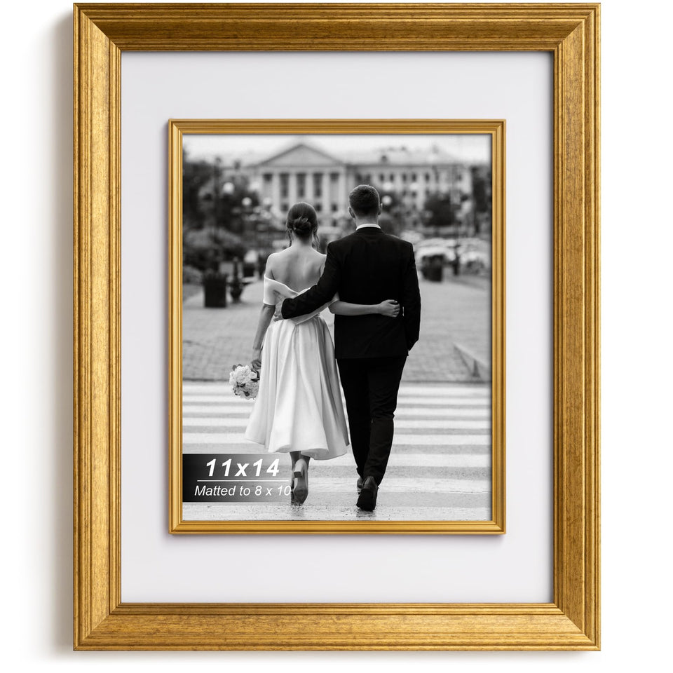 Yaetm 11x14 gold frame with decorative inner frame highlights photos on wall