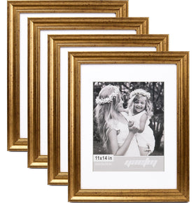 Yaetm 11x14 gold frame with mat four-pack, ideal for a cohesive wall gallery.