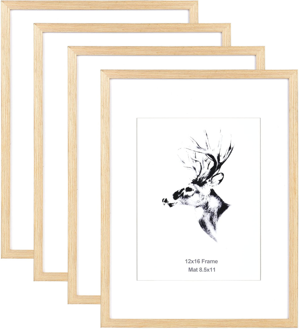 Yaetm 12x16 oak frame with mat, ideal for elegant 8.5x11 displays.