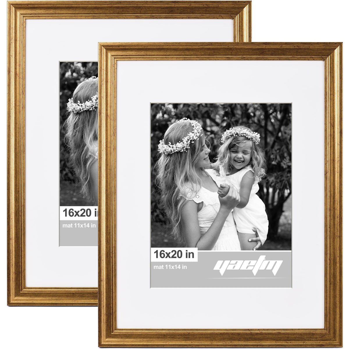 Yaetm 16x20 gold frame with mat ready for 11x14 display