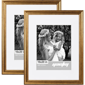 Yaetm 16x20 gold frame with mat ready for 11x14 display