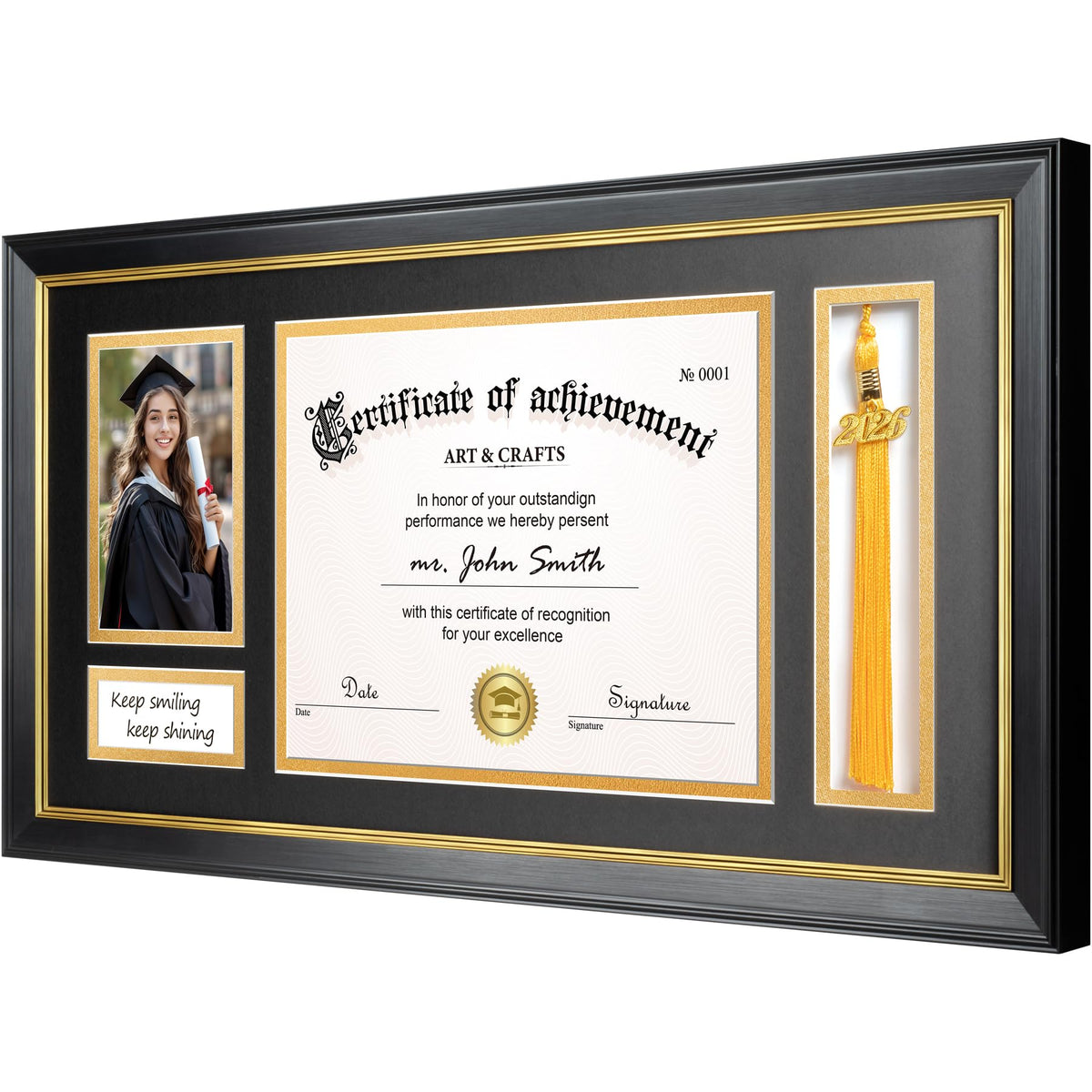 Yaetm frame uses high-definition glass to protect the diploma clearly.