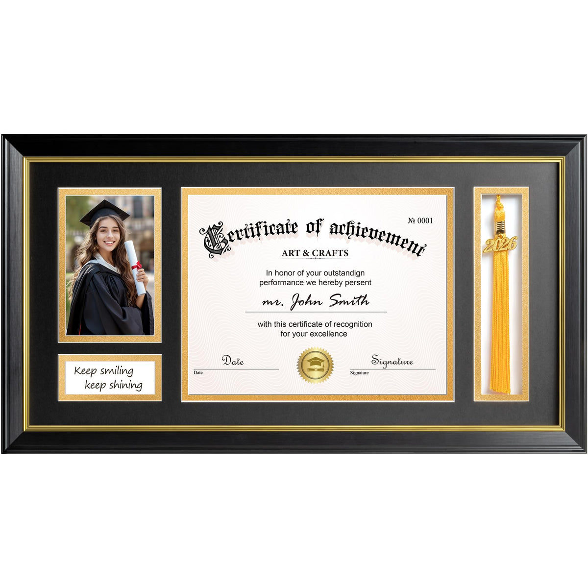 Yaetm diploma frame with tassel holder displays diploma and tassel with elegance.