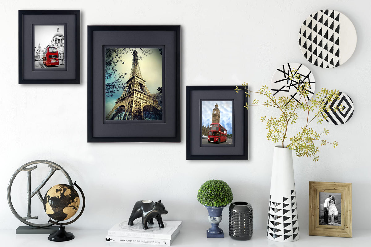 Yaetm black molding with precise corner joints elevates display quality.