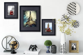 Yaetm black molding with precise corner joints elevates display quality.