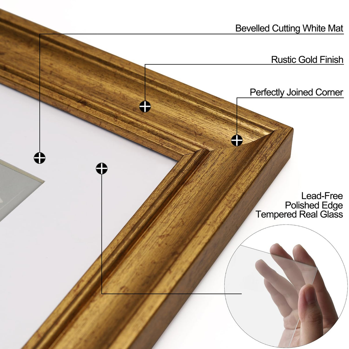 Yaetm rustic gold molding detail adds timeless charm to any room.