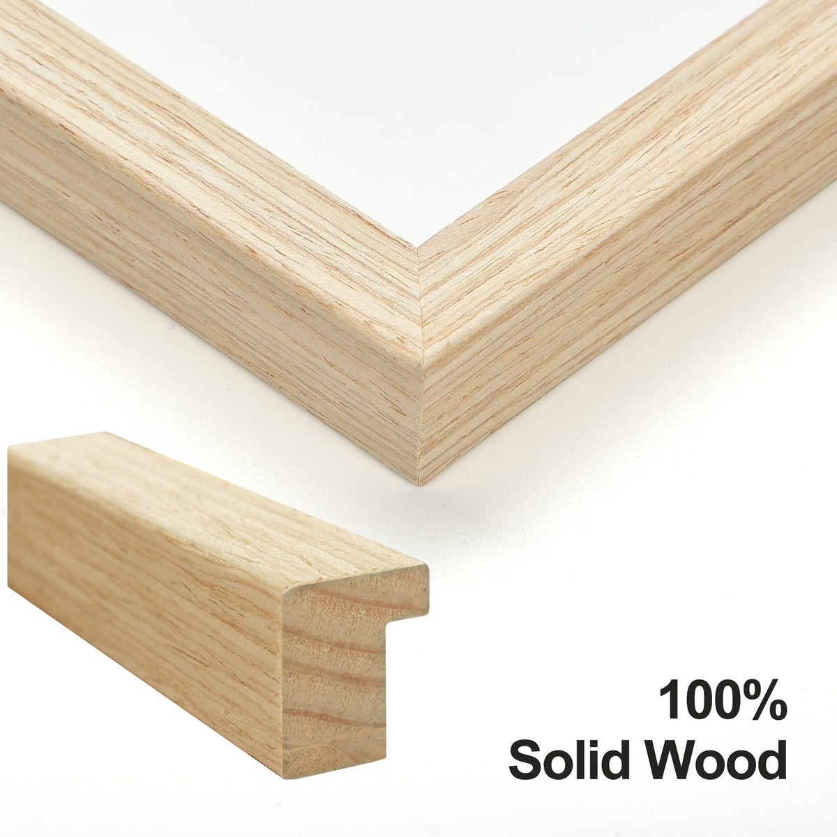Yaetm solid oak wall hanging hardware enables easy vertical or horizontal display.