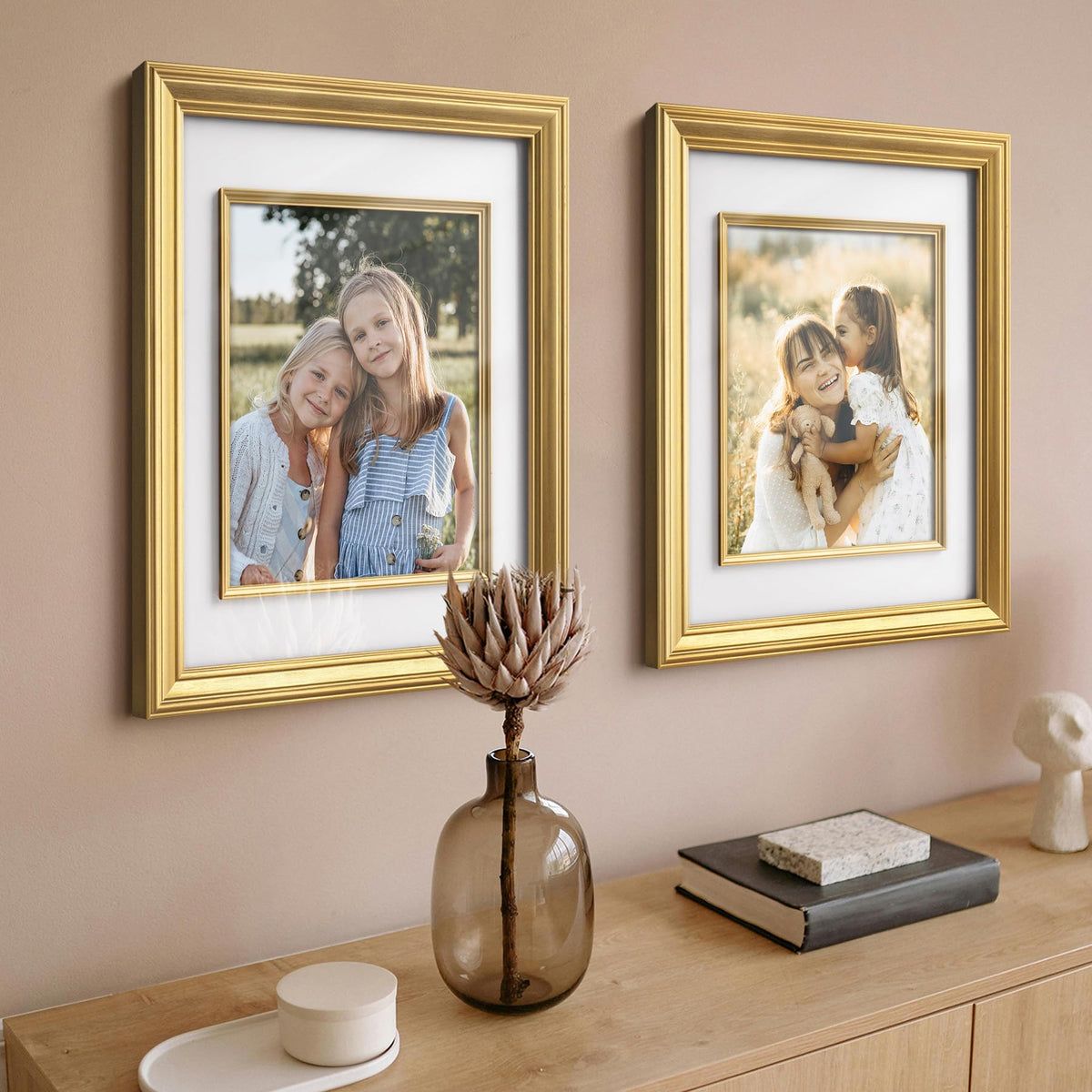 Yaetm two pack gold frames offer coordinated gallery wall options.
