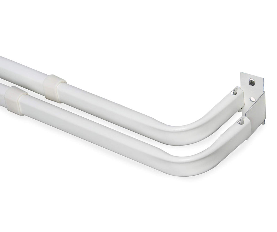 Yafa double curtain rod in white, adjustable and sturdy for two-layer curtains.