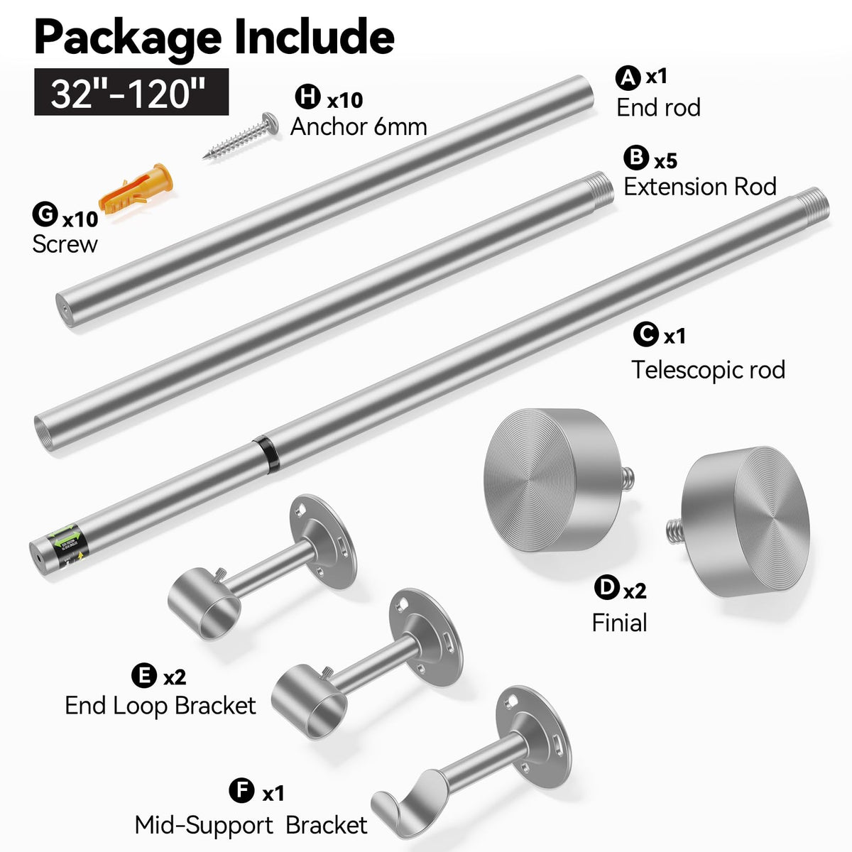 YaFex long-length curtain rod reaches varying window widths