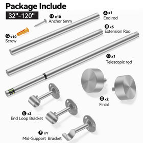 YaFex long-length curtain rod reaches varying window widths