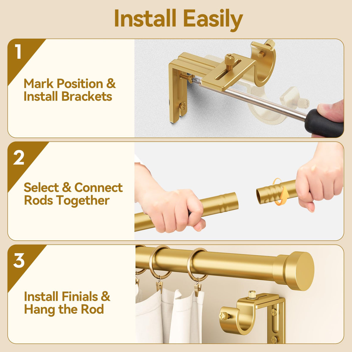 YaFex curtain rod in Nordic-industrial style fits living rooms and bedrooms