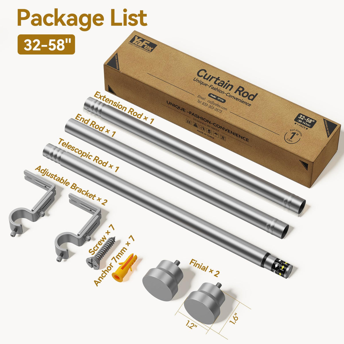 YaFex packaging includes all mounting hardware and instructions.