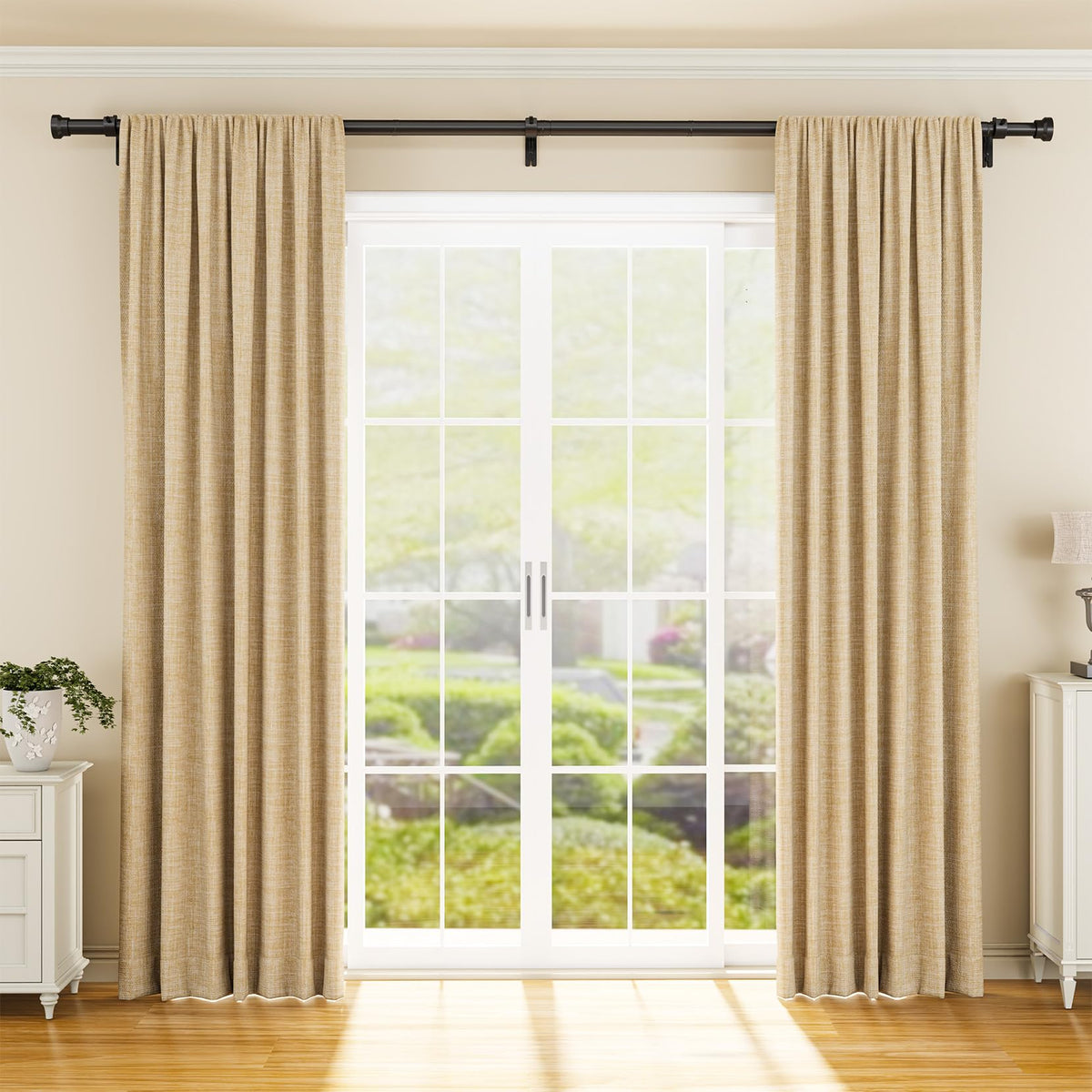 YaFex 1-inch diameter metal rod provides sturdy support for heavier drapes.