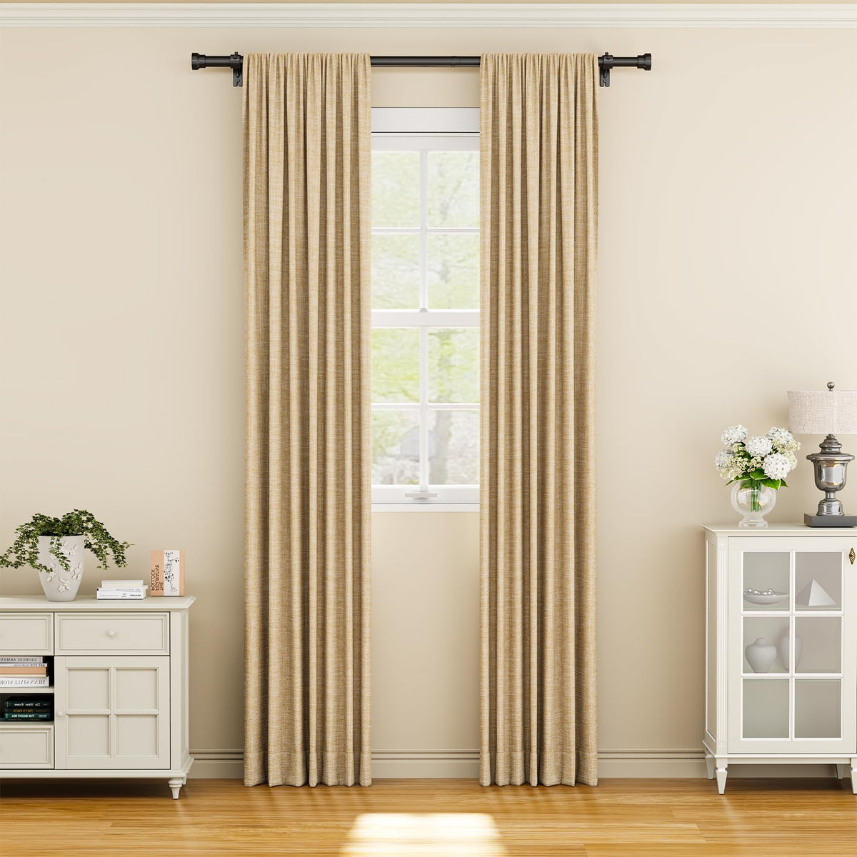 YaFex 1-inch-diameter rod supports heavy curtains with sturdy construction.