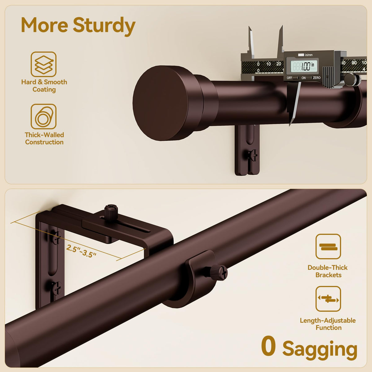 YaFex extendable-rod-9inch provides flexible length without extra hardware.