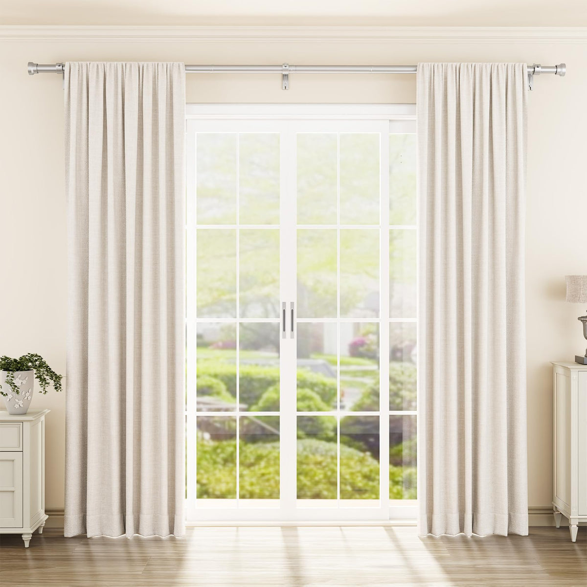 YaFex extension shows extended length for wide windows and flexible drapery mounting.