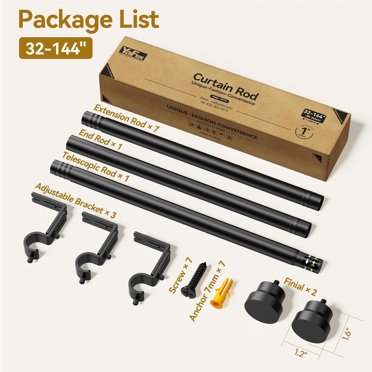 YaFex heavy-load capable rod supports up to 50 pounds.