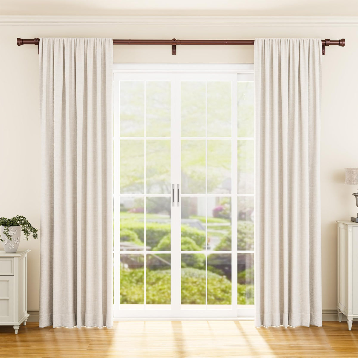 YaFex heavy-duty 1-inch bronze rod supports up to 50 lb for heavy drapes