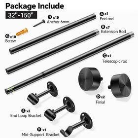 YaFex curtain rod kit with brackets and hardware shown