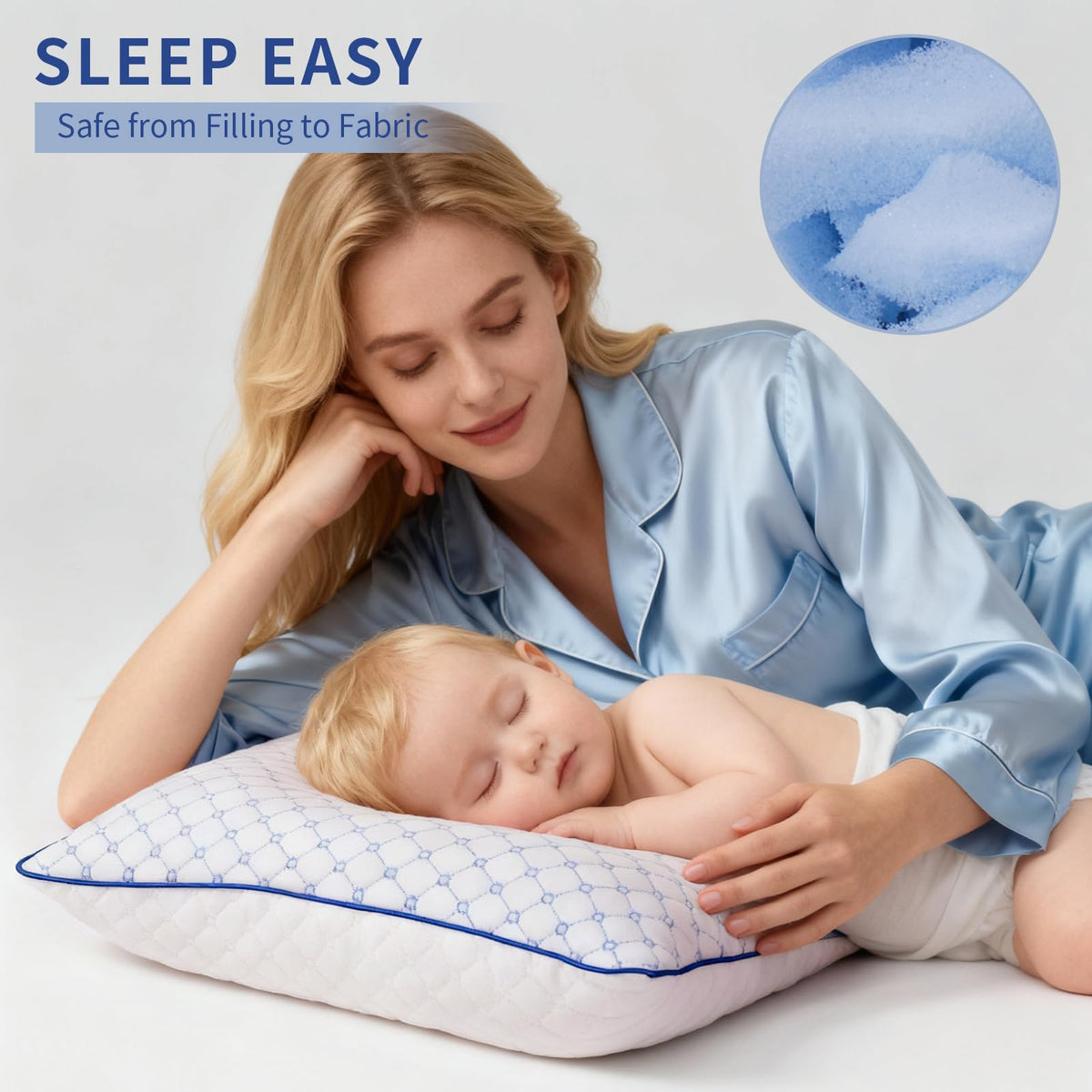 Yagamo memory foam core with cross-cut ventilation for airflow.