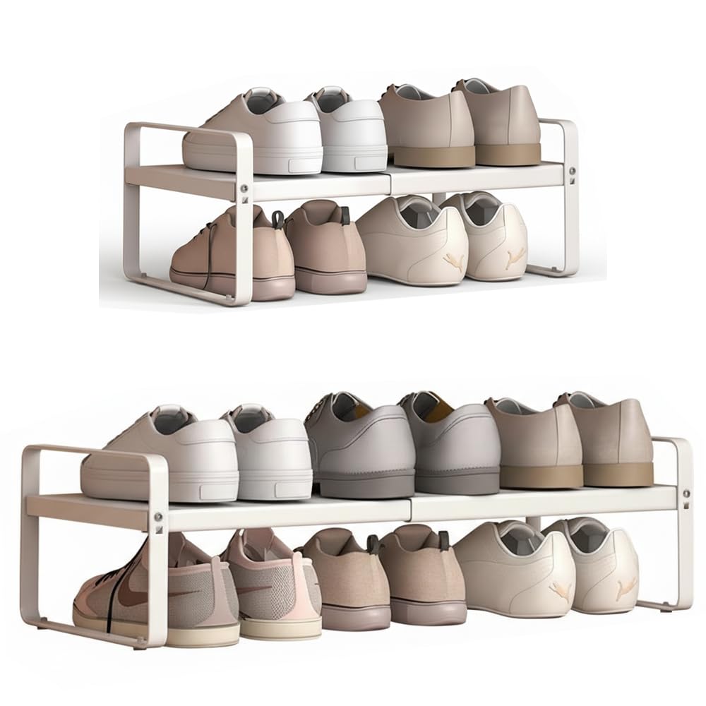 Yagizaai Expandable 1-Tier Shoe Rack front view shows compact adjustable storage