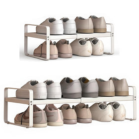 Yagizaai Expandable 1-Tier Shoe Rack front view shows compact adjustable storage