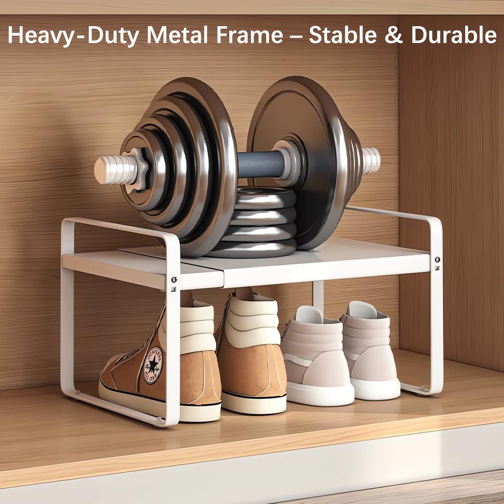 Yagizaai Expandable 1-Tier Shoe Rack fully extended width showcases customizable capacity