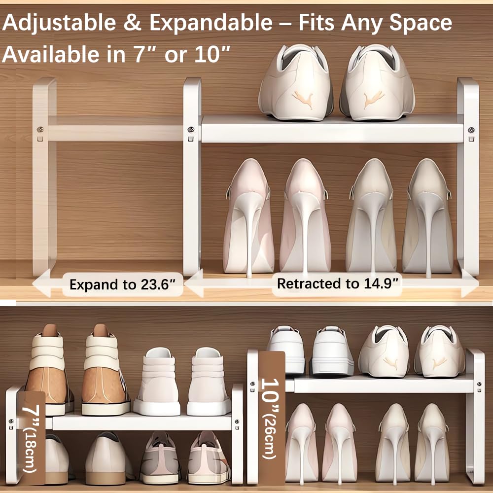 Yagizaai Expandable 1-Tier Shoe Rack side profile demonstrates slim footprint for entryways