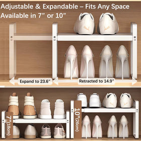 Yagizaai Expandable 1-Tier Shoe Rack side profile demonstrates slim footprint for entryways