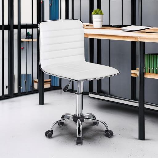 Yaheetech armless chair fits under desks to save space.