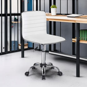 Yaheetech armless chair fits under desks to save space.