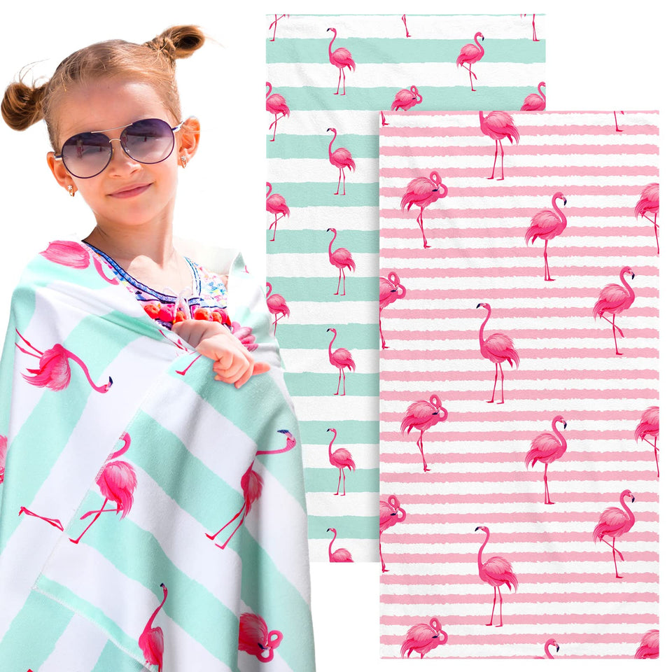 Yahenda flamingo beach towel for kids, quick-dry microfiber