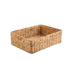 YAHUAN water hyacinth basket with handwoven brown weave for stylish storage.