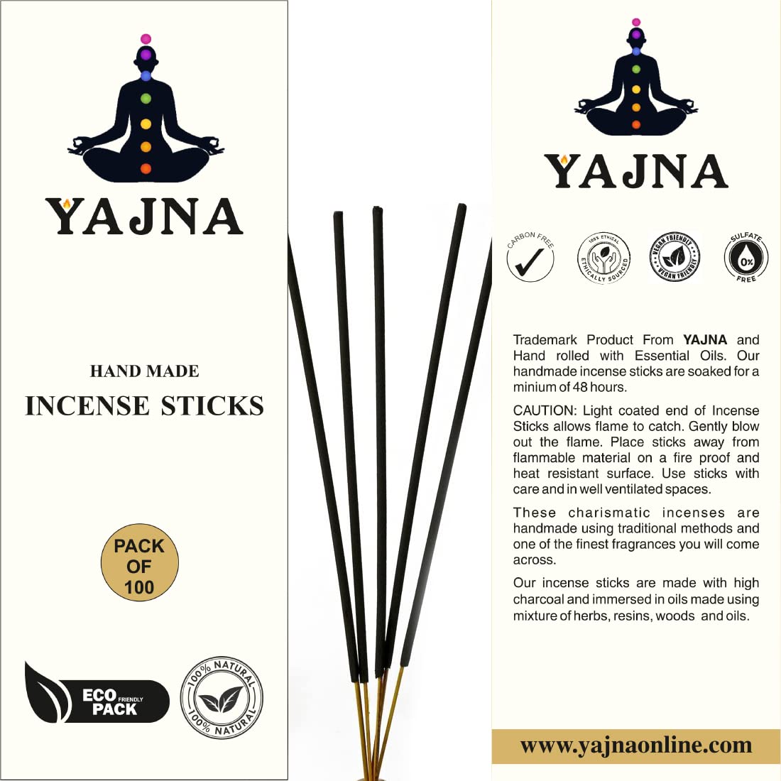 Yajna Frankincense and Myrrh sticks closeup emphasizing natural fibers for a pure, calming aroma.