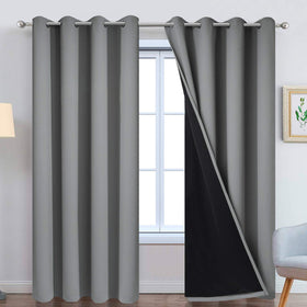 Yakamok blackout curtains grey 84 inch front view for bedroom privacy