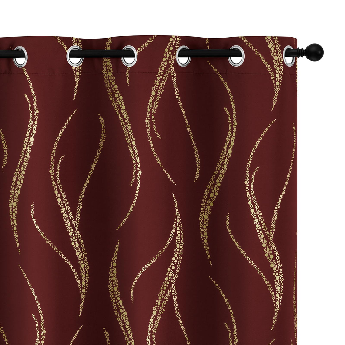 Yakamok blackout curtains with gold wave dots pattern for enhanced privacy and sleep