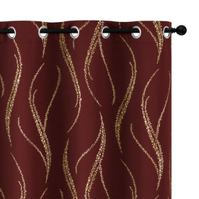 Yakamok blackout curtains with gold wave dots pattern for enhanced privacy and sleep