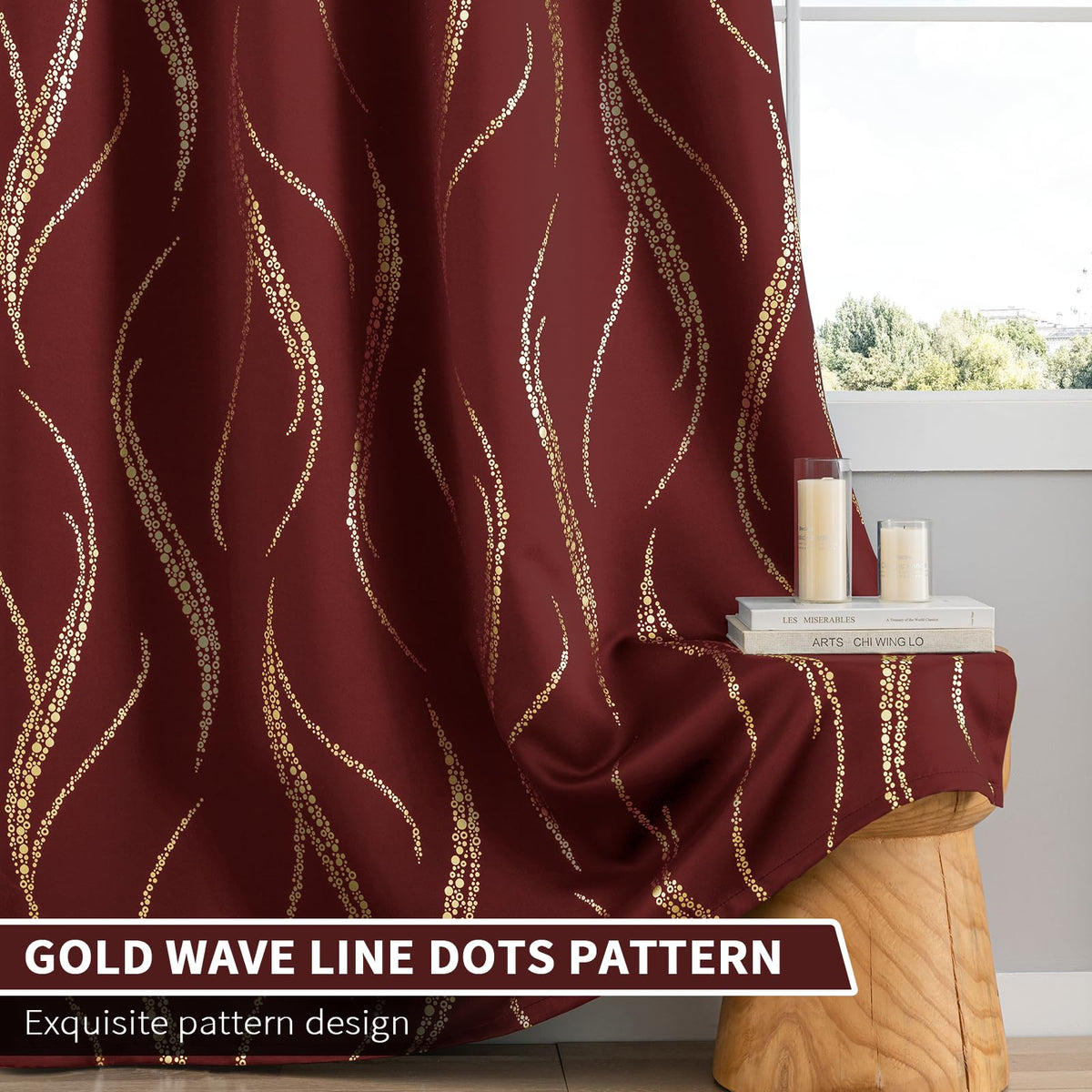 Yakamok burgundy room decor curtains curb glare while elevating living spaces