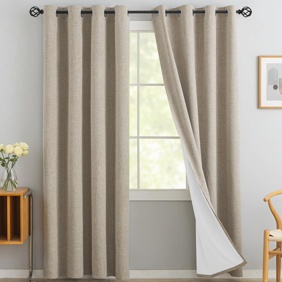 Yakamok natural linen curtains with textured weave for refined privacy.