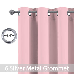Yakamok pink blackout curtains close-up grommets highlight sturdy hardware and easy threading.