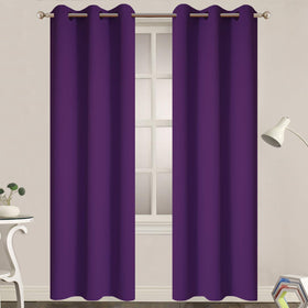 Yakamok purple blackout curtains 38x84 with grommet top, ideal for bedroom privacy and light control.