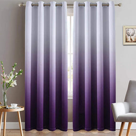 Yakamok purple ombre curtains brighten living spaces and reduce glare.