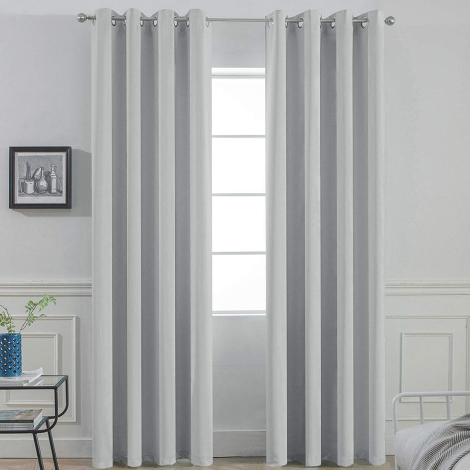 Yakamok soft blackout curtains in a bedroom with two panels blocking light for restful sleep