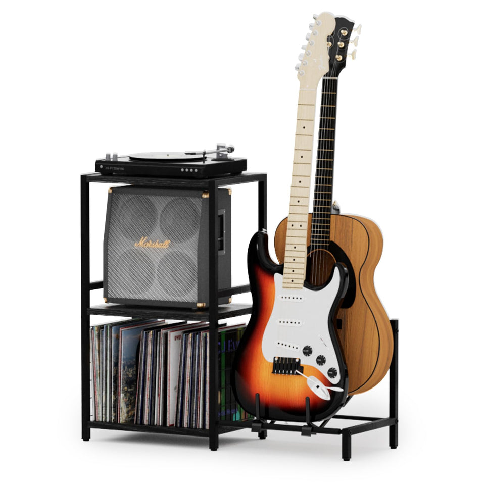YAKANJ end table with guitar stand for compact music room organization