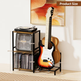 YAKANJ turntable stand keeps your vinyl and essentials organized and accessible.