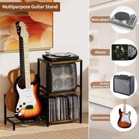 YAKANJ vinyl record storage holds up to 50 albums with easy reach.